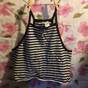 Black and white tank crop top